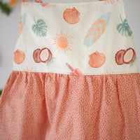 Handmade Girls' 'Beach Days' Dress | Playful Beachy Print | Shirred Back | 100% Cotton | Made in Maui, Hawaii