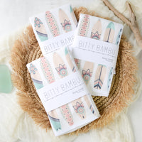 Surfer Girl Burp Cloth - Baby Gift - Boho Surfboards - Nautical Layette Gift- Made in Maui, Hawaii USA