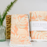 ʻUlu Breadfruit Baby Burp Cloth - Peach | Bitty Bambu