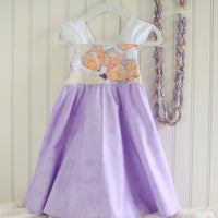 Girls Dress - Monarch Butterfly Print with Lace and Twirly Purple Skirt - Baby, Toddler or Kids Dress - Handmade in Maui, Hawaii
