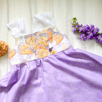 Girls Dress - Monarch Butterfly Print with Lace and Twirly Purple Skirt - Baby, Toddler or Kids Dress - Handmade in Maui, Hawaii