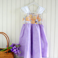 Girls Dress - Monarch Butterfly Print with Lace and Twirly Purple Skirt - Baby, Toddler or Kids Dress - Handmade in Maui, Hawaii