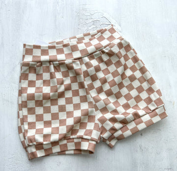 Knit Shorts - Check - Made with organic cotton knit - Baby, Toddler Shorts - Handmade in Maui, Hawaii