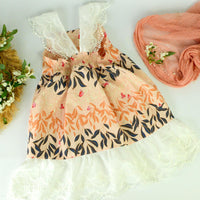 Handmade Girls' Butterfly and Lace Dress | 100% Cotton | Shirred Back and Lace Trimmed| Made in Maui, Hawaii