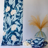 Cotton Gauze Swaddle Blanket – 46" x 46" | Gardenia in Navy | Soft & Breathable Baby Blanket | Multi-Use Baby Swaddle