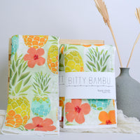 Hawaii Baby Gift, Pineapples and Hibiscus Print Baby Shower Gift, Burp Cloth Set, Handmade in Maui