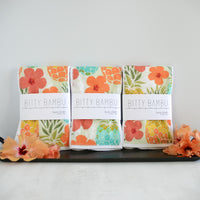 Hawaii Baby Gift, Pineapples and Hibiscus Print Baby Shower Gift, Burp Cloth Set, Handmade in Maui