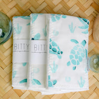 Hawaii Baby Gift, Honu / Sea Turles Baby Shower Gift, Nautical Burp Cloth Set, Handmade in Maui