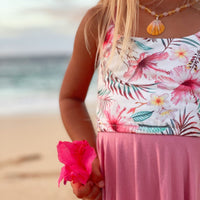 SALE | Girls Dress - Twirly, Pink Tropical Print, Soft Knit Dress for Baby, Toddler, Youth and Tween Girls