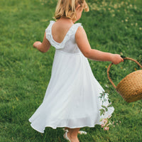 Flower Girl | Photoshoot Dress Boho, Simple Flower Girl Dress, White Lace Timeless, Junior Bridesmaid - Communion dress - Made in USA