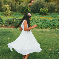 Flower Girl | Photoshoot Dress Boho, Simple Flower Girl Dress, White Lace Timeless, Junior Bridesmaid - Communion dress - Made in USA