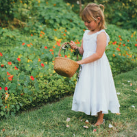 Flower Girl | Photoshoot Dress Boho, Simple Flower Girl Dress, White Lace Timeless, Junior Bridesmaid - Communion dress - Made in USA