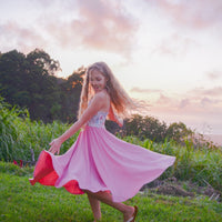 SALE | Girls Dress - Twirly, Pink Tropical Print, Soft Knit Dress for Baby, Toddler, Youth and Tween Girls