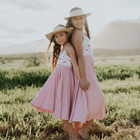 SALE | Girls Dress - Twirly, Pink Tropical Print, Soft Knit Dress for Baby, Toddler, Youth and Tween Girls