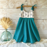 SALE - Girls Dress - Twirly Toddler Dress - Baby Girl Dress - Cone Shell Print Girls Dress - Teal, Black and White - Summer Dress