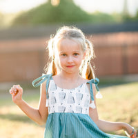 SALE - Girls Dress - Twirly Toddler Dress - Baby Girl Dress - Cone Shell Print Girls Dress - Teal, Black and White - Summer Dress