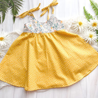 SALE - Girls Twirl Dress - Toddler Dress - Baby Girl Dress - Floral Print Girls Dress - Yellow Dress for Girls - Summer Dress Made in Hawaii
