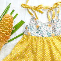 SALE - Girls Twirl Dress - Toddler Dress - Baby Girl Dress - Floral Print Girls Dress - Yellow Dress for Girls - Summer Dress Made in Hawaii