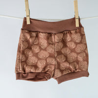 Eco-Friendly Organic Knit Baby Shorts | Ohia Print | Soft Diaper Cover Bummies - Handmade in Hawaii