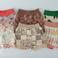 Eco-Friendly Organic Knit Baby Shorts | Ohia Print | Soft Diaper Cover Bummies - Handmade in Hawaii