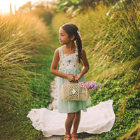 Dragonfly Girls Dress | Botanical Toddler Sundress, Lace Strap Back, Twirly Skirt | Garden Inspired, Handmade in Maui