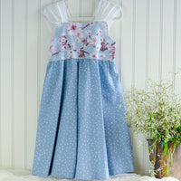 Cherry Blossom Girls Dress | Soft Floral Toddler Sundress, Lace Strap Back, Twirly Skirt | Island Inspired, Handmade in Maui
