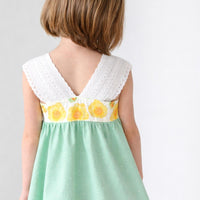 Girls Dress - 'Ilima Flower Print with Twirly Skirt and Lace - Hawaii Floral Toddler Dress - Baby Girl Dress - Handmade in Maui, Hawaii USA