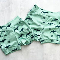 Knit Shorts - Iwa Birds - Made with organic cotton knit - Baby, Toddler Shorts - Handmade in Maui, Hawaii