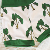 Eco-Friendly Organic Knit Baby Shorts and Bib Gift Set | Taro / Kalo Design | Gender Neutral Soft & Comfy Diaper Cover Bummies, or Shorts and Matching Bibs