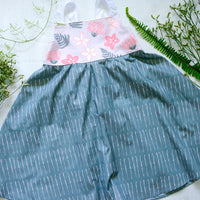Handmade Girls' Lei Garden Dress | Plumeria and Ohia Flowers | Twirly Dress | 100% Cotton | Made in Hawaii