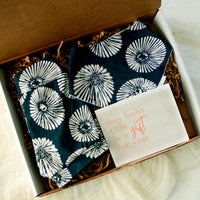 Gift Box | Opihi Shells on Black | Organic Knit Shorts & Baby Bib | Gender-Neutral Gift Made in Maui, Hawaii USA