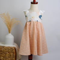 SAMPLE SALE DRESS - Orchids Twirly Dress with Lace Flutter Sleeves - Assorted Colors - Sizes 2/3 yr. and 7/8 yr. Only