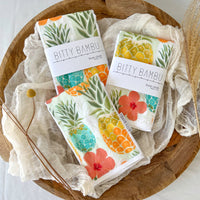 Hawaii Baby Gift, Pineapples and Hibiscus Print Baby Shower Gift, Burp Cloth Set, Handmade in Maui