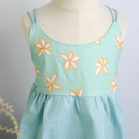 SAMPLE SALE DRESS - Plumerias in Blue Twirly Dress