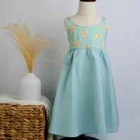 SAMPLE SALE DRESS - Plumerias in Blue Twirly Dress