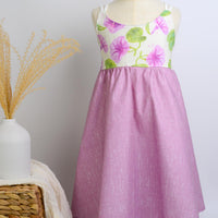 Girls Dress - Pohuehue Flower Dress with Twirly Skirt and Soft Straps - Hawaii Dress - Handmade on Maui