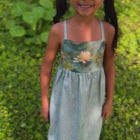 Girls Dress - Water Lily Print - Baby, Toddler or Kid's Dress - Small Batch Handmade in Maui, Hawaii USA
