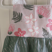 Handmade Girls' Lei Garden Dress | Plumeria and Ohia Flowers | Twirly Dress | 100% Cotton | Made in Hawaii