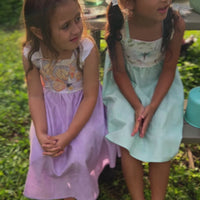 Girls Dress - Monarch Butterfly Print with Lace and Twirly Purple Skirt - Baby, Toddler or Kids Dress - Handmade in Maui, Hawaii