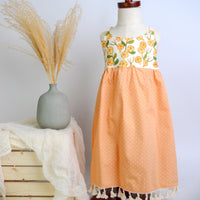 Handmade Girls' Puakenikeni Dress with Fringe | Toddler & Baby Girl Dress | 100% Cotton | Made in Hawaii