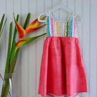 Handmade Girls Lei Print Twirl Dress – Rainbow Flower Design, 100% Cotton | Made in Maui, Hawaii