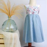 Cherry Blossom Girls Dress | Soft Floral Toddler Sundress, Lace Strap Back, Twirly Skirt | Island Inspired, Handmade in Maui