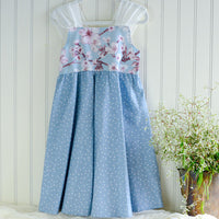 Girls Dress - Sakura Cherry Blossom Print with Twirly Skirt and Lace - Toddler Dress - Baby Girl Dress - Handmade in Maui, Hawaii USA