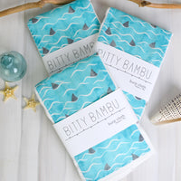 Hawaii Baby Gift, Shark Fins and Waves Baby Shower Gift, Burp Cloth Set, Handmade in Maui