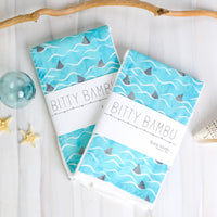 Hawaii Baby Gift, Shark Fins and Waves Baby Shower Gift, Burp Cloth Set, Handmade in Maui