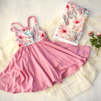 Handmade Baby Girl Gift Box | Tropical Print Dress & Burp Cloth Set | Size 6-12 Months | Made in Maui, Hawaii