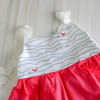 Girls Dress - Whales in the Waves Print - Coastal Themed Baby, Toddler or Kid's Dress - Small Batch Handmade in Maui, Hawaii USA