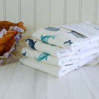Whales Baby Burp Cloth -Single Burp Cloth - Baby Gift - Gender Neutral Baby Gift - Nautical Layette Gift- Made in Maui, Hawaii USA