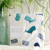 Whales Baby Burp Cloth -Single Burp Cloth - Baby Gift - Gender Neutral Baby Gift - Nautical Layette Gift- Made in Maui, Hawaii USA