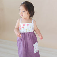 Handmade Girls' Wildflowers Dress with 'Love Her But Leave Her Wild' Quote Pocket | Shirred Back | Made in Maui, Hawaii
